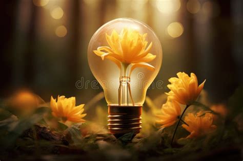 Small Plant Inside Light Bulb Eco Friendly Lightbulb In The Forest