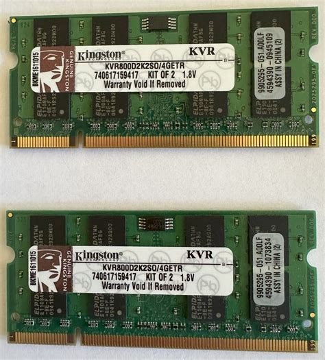 KINGSTON KVR800D2K2SO 4GETR 4GB 2X2GB DDR2 800Mhz PC2 6400 SODIMM