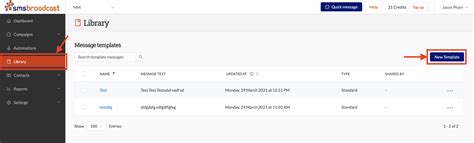 How to create a new message template – SMS Broadcast