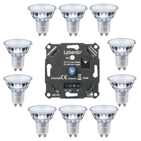 10x Led Spot Gu10 Universele Led Dimmer 3 175w 4w 2700k Warm Wit