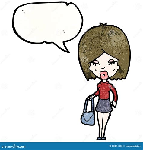 Cartoon Woman With Speech Bubble Stock Vector Illustration Of Bubble