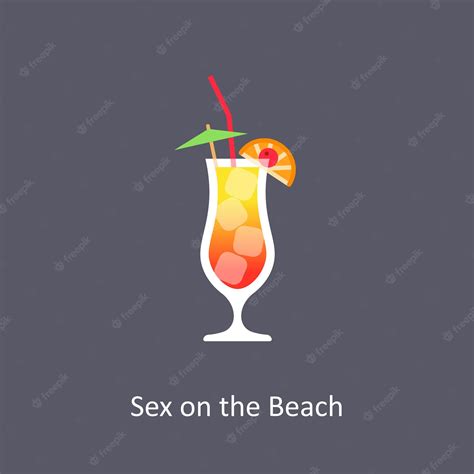 Premium Vector Sex On The Beach Cocktail On Dark Background In Flat Style