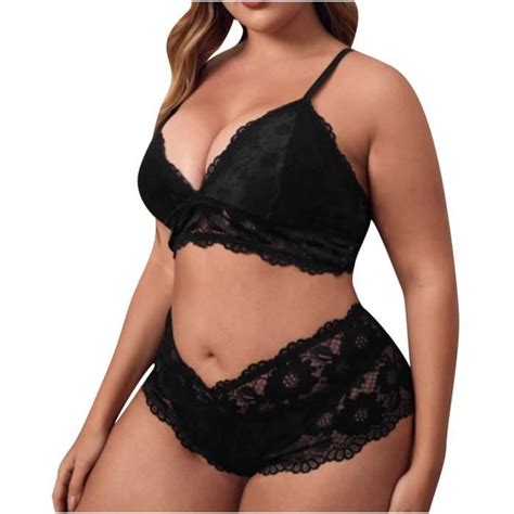 Grande Taille Sexy Femmes Lingerie Dentelle Perspective Tentation