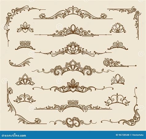 Calligraphy Borders Corners. Classic Vintage Ornament Victorian Old Frames Vector Design ...