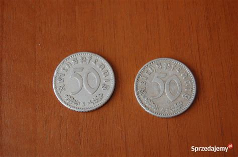 Monety 50 pfennig fenigów z 1940 roku Dwie sztuki Będzin