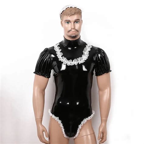 Conjunto De Roupa Ntima Para Cosplay De Empregada Lingerie Sexy Para Homens Apar Ncia Molhada