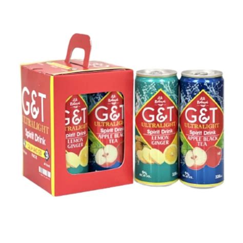 G T Ultralight Spirit Drink Lemon Ginger Apple Black Tea 330mlx4