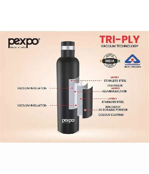 Stainless Steel Pexpo Oreo Water Bottle For Household Feature Hours Hot Cold Technology