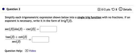 Solved Simplify Each Trigonometric Expression Shown Below Chegg