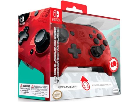 Nintendo Switch Controller Camo Red Faceoff Deluxe M Audio Jack