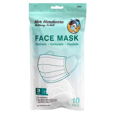 Her Hardware 38253 3 Ply Disposible Non Medical Face Mask Pack Of 10