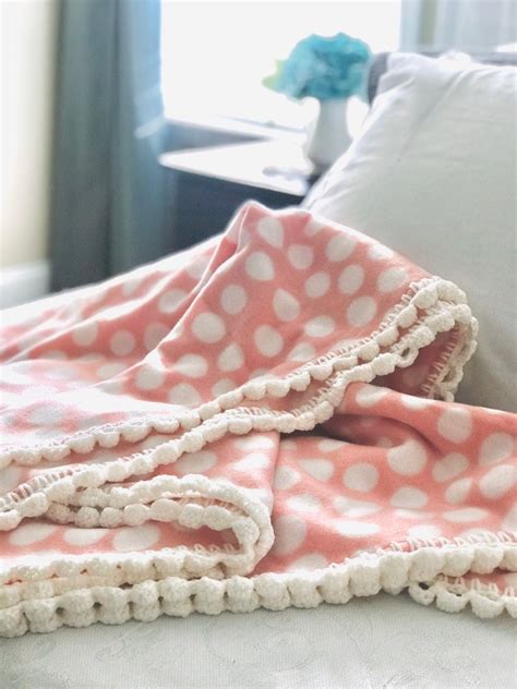 Pink And White Polka Dot Fleece Throw Blanket With Handmade Etsy