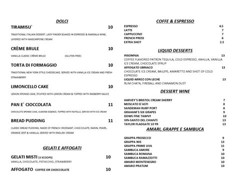 Menu – Vin Santo Ristorante