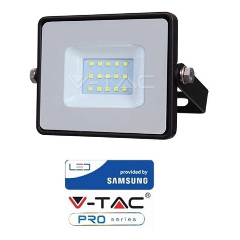 Faro Nero LED IP65 10W Ultrasottile Chip Samsung V TAC PRO VT 10B 6400K