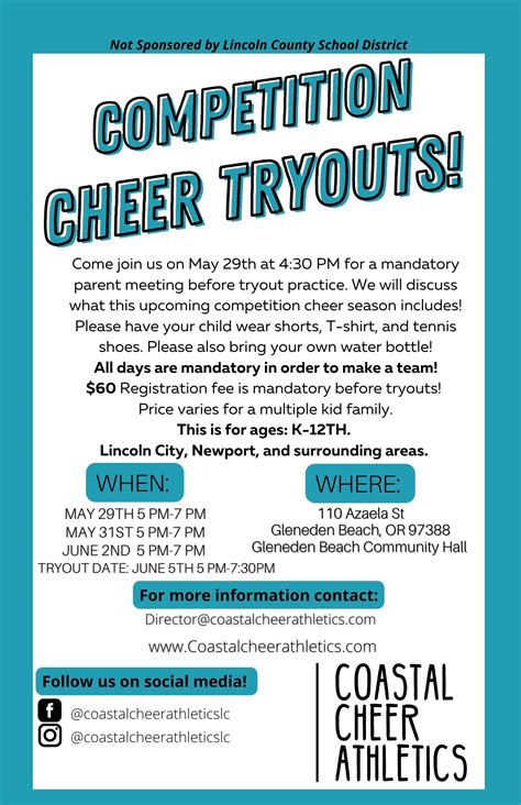 Cheerleading Tryouts for All Ages/Pruebas de animadoras para todas las edades - Waldport Middle ...