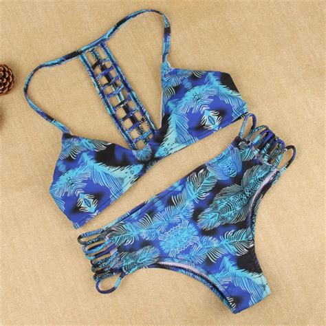 Yeapook Hot Sexy Beach Print Bikini Set Euramerican Style Swimwear