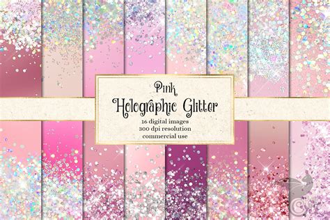 Pink Holographic Glitter Textures By Digital Curio Thehungryjpeg