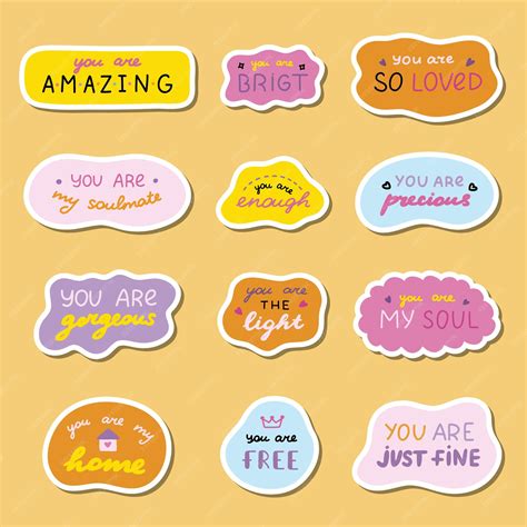 Premium Vector | Set of stickers with cute inspirational and compliment quotes for planners ...