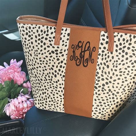 Monogrammed Leopard Print Tote Bag Marleylilly