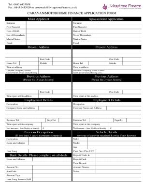 Fillable Online Caravan Finance App Form Doc Fax Email Print Pdffiller