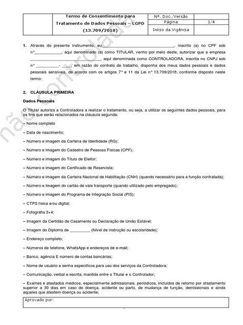 Modelo De Termo De Consentimento Pdf