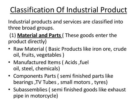 Classification of industrial product