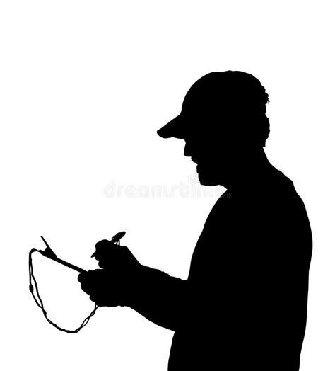 Man Holding And Writing On Clipboard Stock Vector - Image: 38823086