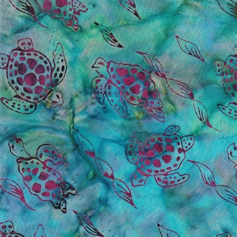 Batik Textiles 5401 Turquoise Sea Turtles Bahari Fabric Blender