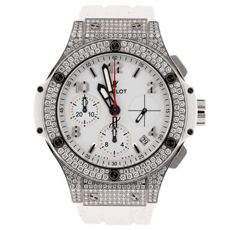 Hublot Big Bang St Moritz Cronografo Quadrante Bianco Gomma Bianca Orologio Unisex In Vendita