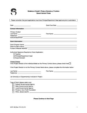 Fillable Online Scps K12 Fl Grant Intent Form 7 23 15 Doc Fax Email