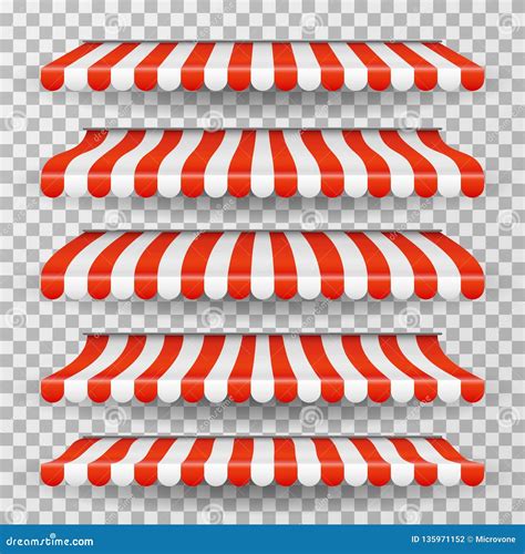 Store Awning Grocery Market Striped Roofs Red And White Shop Canopy