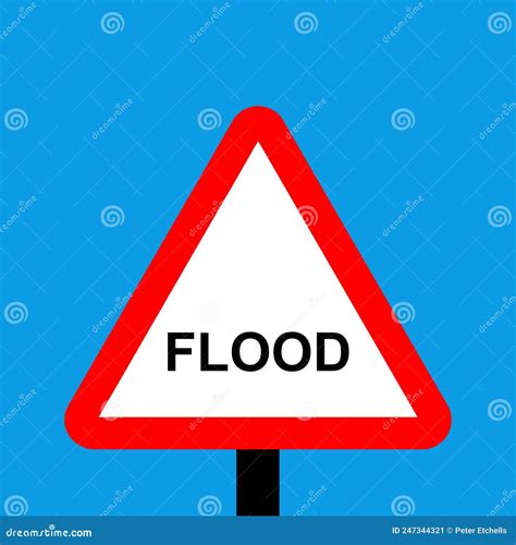 Warning Triangle Flood Sign Stock Illustration Illustration Of Notice