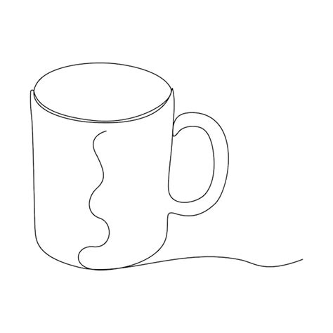 Dibujo continuo de una sola línea de taza estilizada de café capuchino