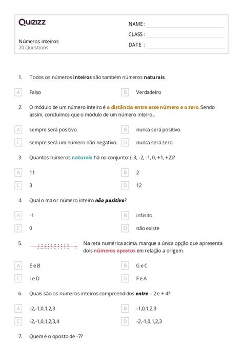 Identificando Opostos Imprimível 7ª Série Planilhas Quizizz