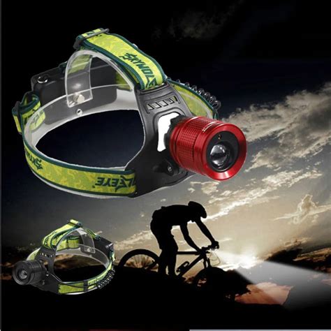 SKYWOLFEYE LED Headlight Rechargeable Headlamp Q5 4 Modes Red Laser