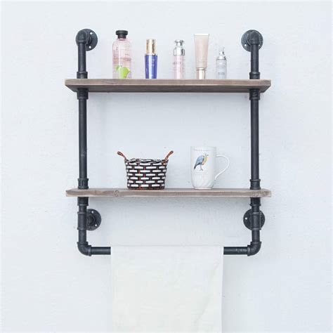 Mbqq Tiered Industrial Pipe Bathroom Shelves Wall Mounted With