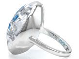 Swiss Blue Topaz Silver Tone Flower Ring Ctw Ire Jtv