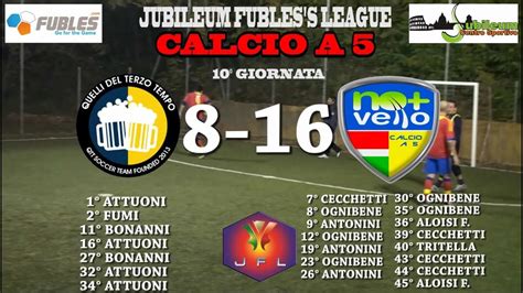 Jubileum Fubles S League Ca Giornata Quelli Del Terzo Tempo