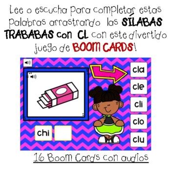 Boom Cards S Labas Trabadas Con Cl Spanish Blends Distance Learning