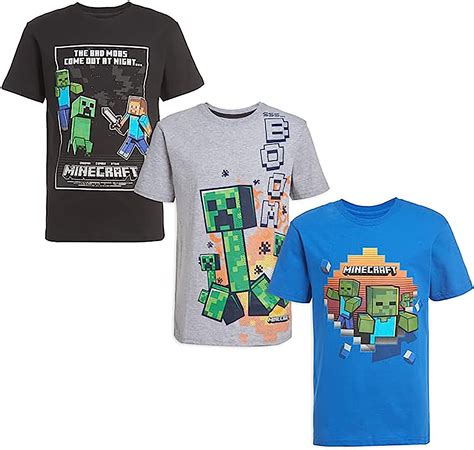 Minecraft Boys Creeper And Characters 3 Colors Short Sleeve T Shirt Set