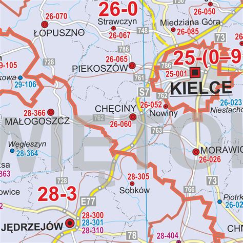 Polska Mapa Cienna Kody Pocztowe X Cm