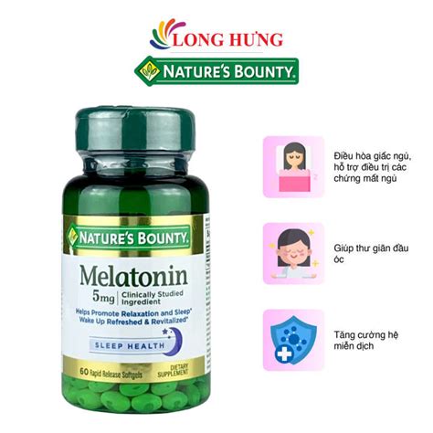 Viên uống Nature s Bounty Melatonin 5mg hỗ trợ cải thiện giấc ngủ 60