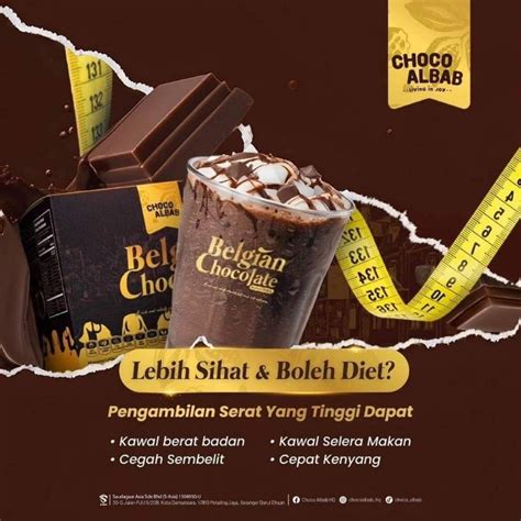 ORIGINAL Choco Albab Belgian Chocolate Premix Drink Halal 30g Ready