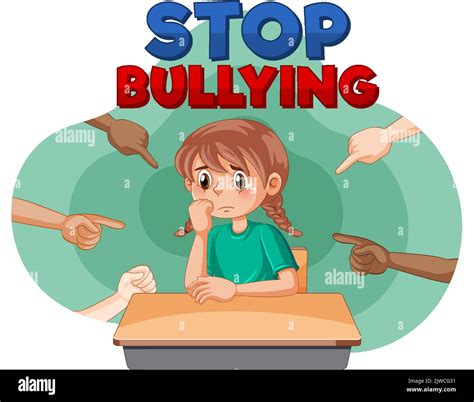 Detener El Texto Bullying Con La Ilustración De Personajes De Dibujos