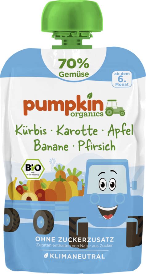 Pumpkin Organics Bio Wonne K Rbis Karotte Apfel Banane Pfirsich