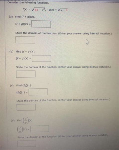 Solved Consider The Following Functions F X 81−x2 G X X 4