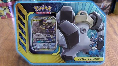 Lucario And Melmetal Gx Tin Opening Youtube