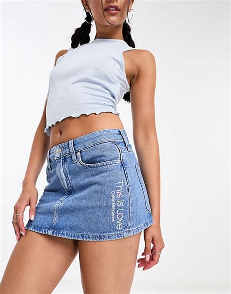 Calvin Klein Jeans Pride Denim Micro Mini Skirt In Light Wash Blue Asos