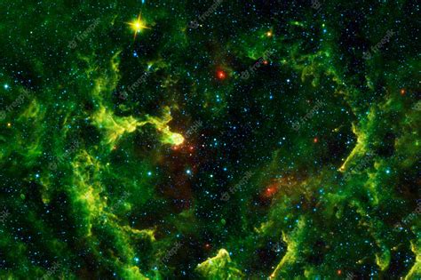 Premium Photo | Beautiful space nebula of green color elements of this ...