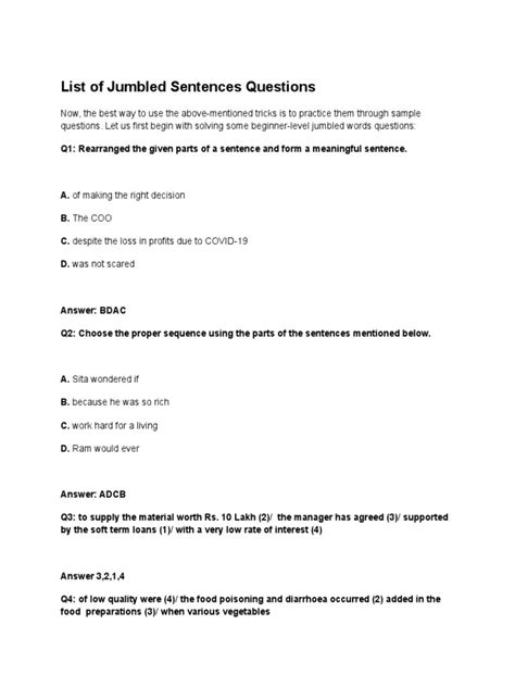 Jumbled Words Worksheet | PDF